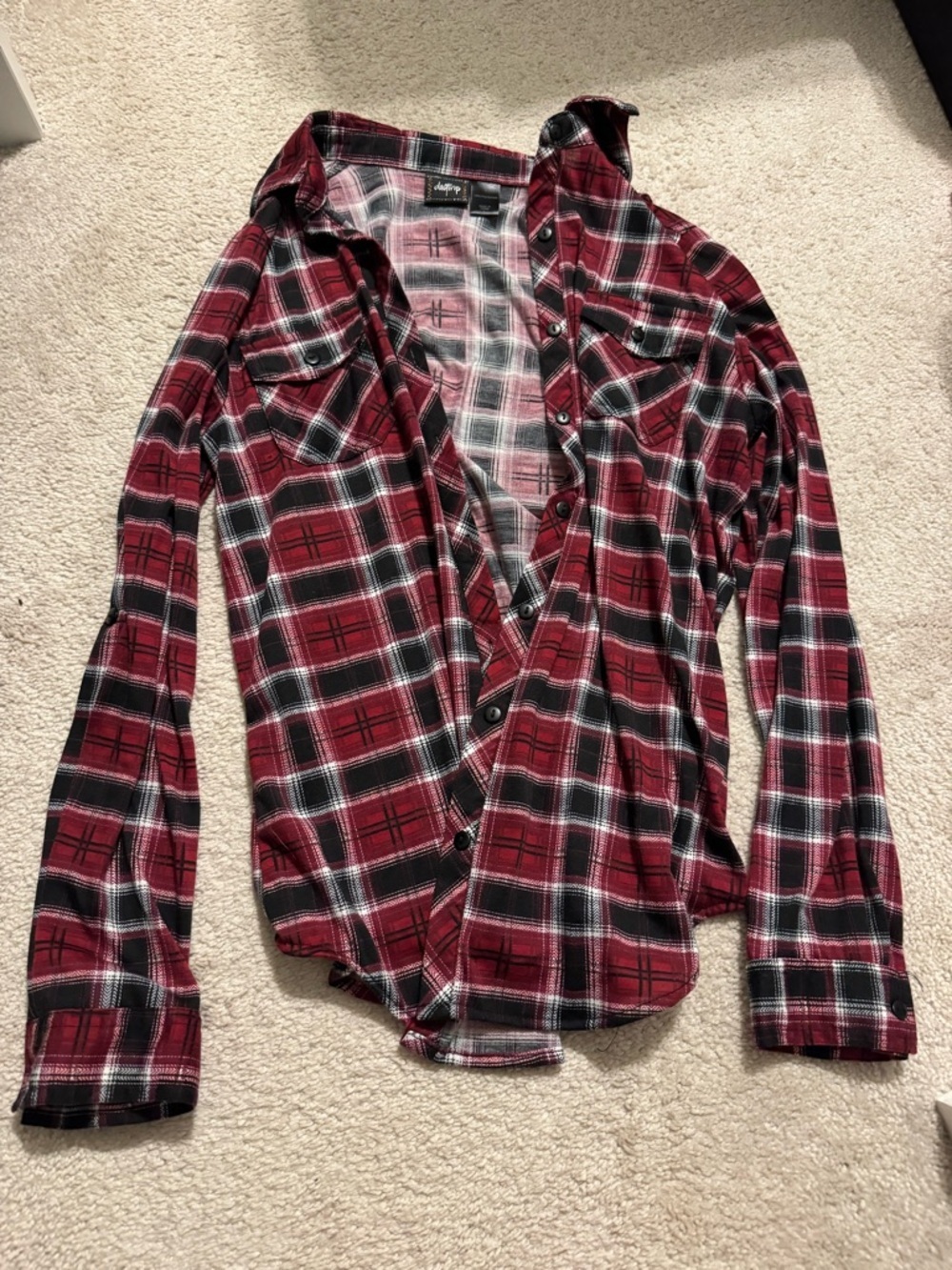 Daytrip Red and Black Plaid Button-Down Shirt